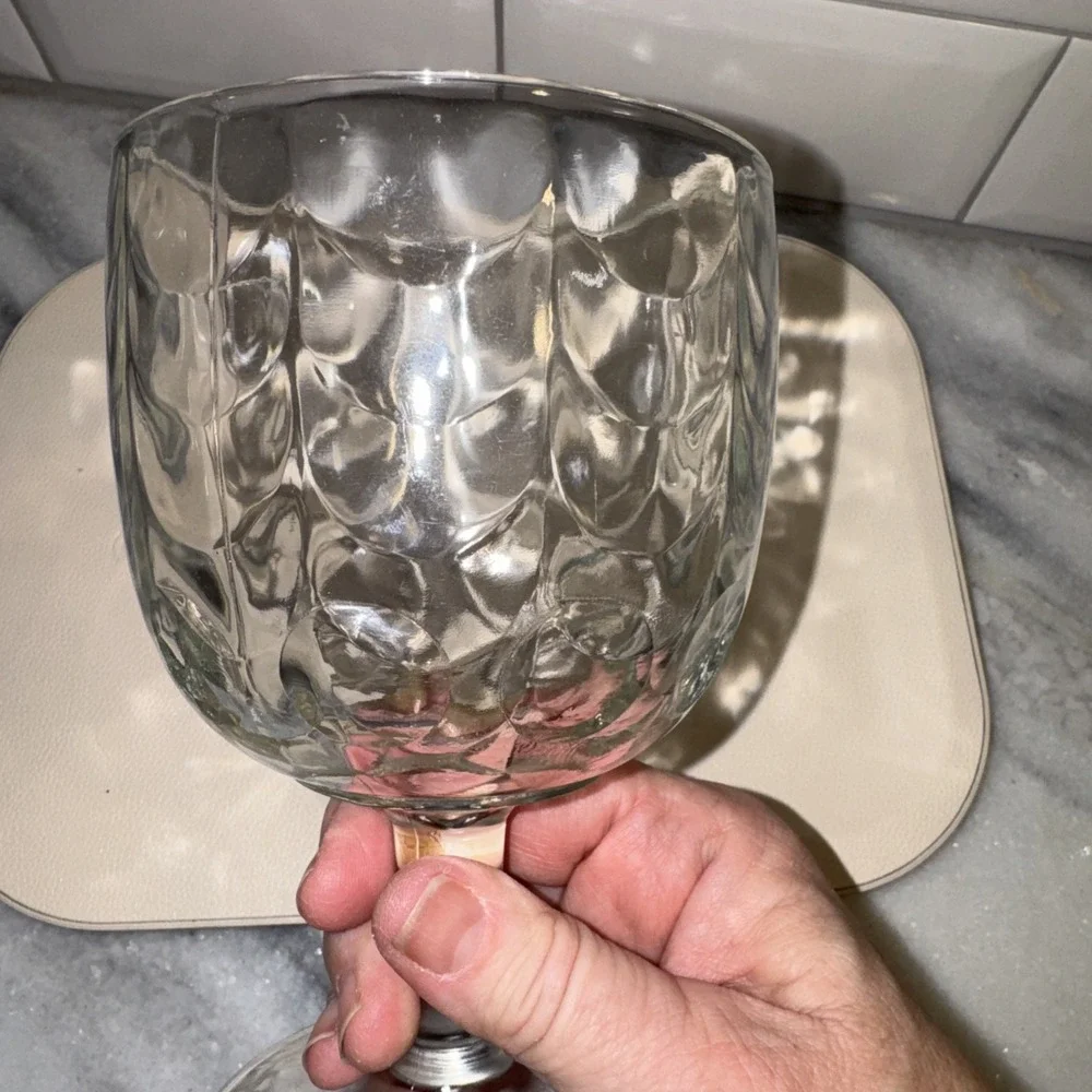 Set Of 6 VTG Bartlett Collin's THUMBPRINT/drape Optic Design GLASS GOBLET GW0001
